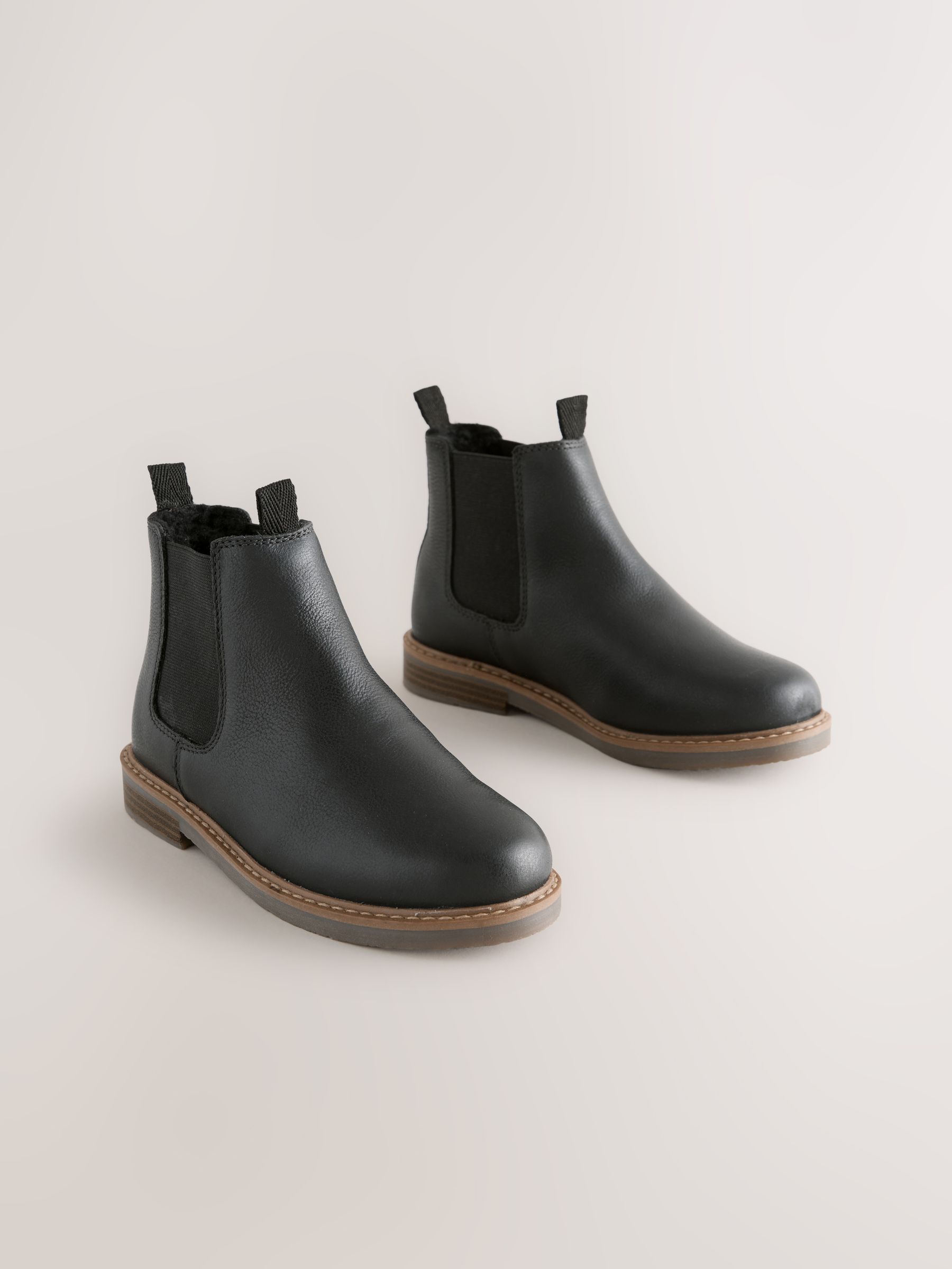 Buy Black Wide Fit (G) Leather Chelsea Boots from Next Romania