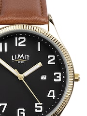 Limit  41mm Mens Round Gold Analogue Watch with Tan Strap - Image 3 of 4