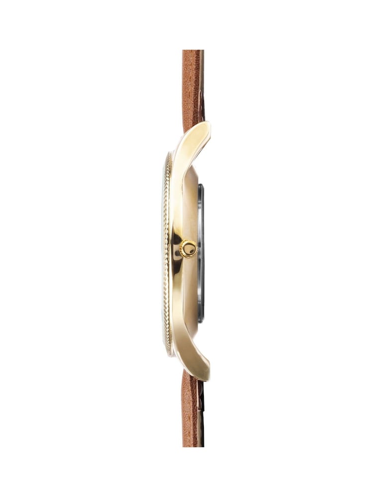 Limit  41mm Mens Round Gold Analogue Watch with Tan Strap - Image 4 of 4