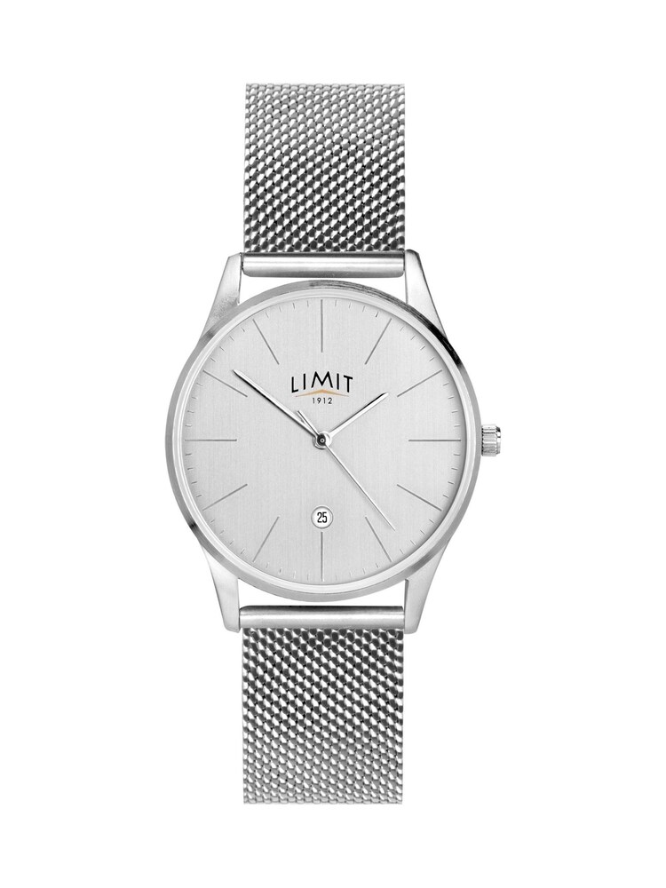 Limit 40mm Mens Round Silver Analogue Watch with Silver Mesh Strap - Image 1 of 4 Limit 40mm Mens Round Silver Analogue Watch with Silver Mesh Strap - Image 1 of 4