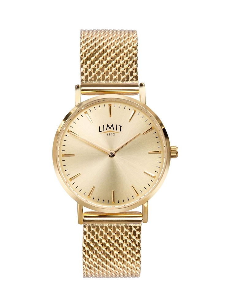 Limit  36mm Womens Round Gold Analogue Watch with Gold Mesh Strap - Image 1 of 3