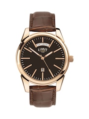 Limit Classic 40mm Mens Round Rose Gold Analogue Watch with Brown Strap - Image 1 of 4