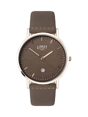 Limit  40mm Mens Round Rose Gold Analogue Watch with Brown Strap - Image 1 of 4