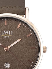 Limit  40mm Mens Round Rose Gold Analogue Watch with Brown Strap - Image 3 of 4
