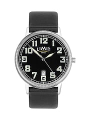Limit Pilot 40mm Mens Round Silver Analogue Watch with Black Strap - Image 1 of 4