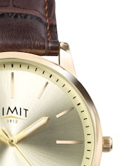 Limit  38mm Mens Round Gold Analogue Watch with Brown Strap - Image 3 of 4
