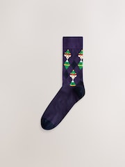 Red/Blue/Green Argyle Christmas Pattern Socks 5 Pack - Image 2 of 8
