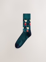 Red/Blue/Green Argyle Christmas Pattern Socks 5 Pack - Image 4 of 8