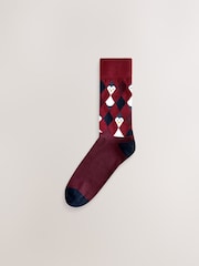Red/Blue/Green Argyle Christmas Pattern Socks 5 Pack - Image 6 of 8