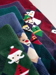 Red/Blue/Green Argyle Christmas Pattern Socks 5 Pack - Image 8 of 8