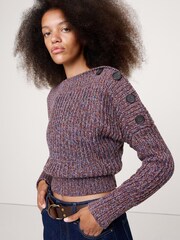 Banana Republic Multi Cotton Button-Shoulder Sweatshirt - Image 1 of 4