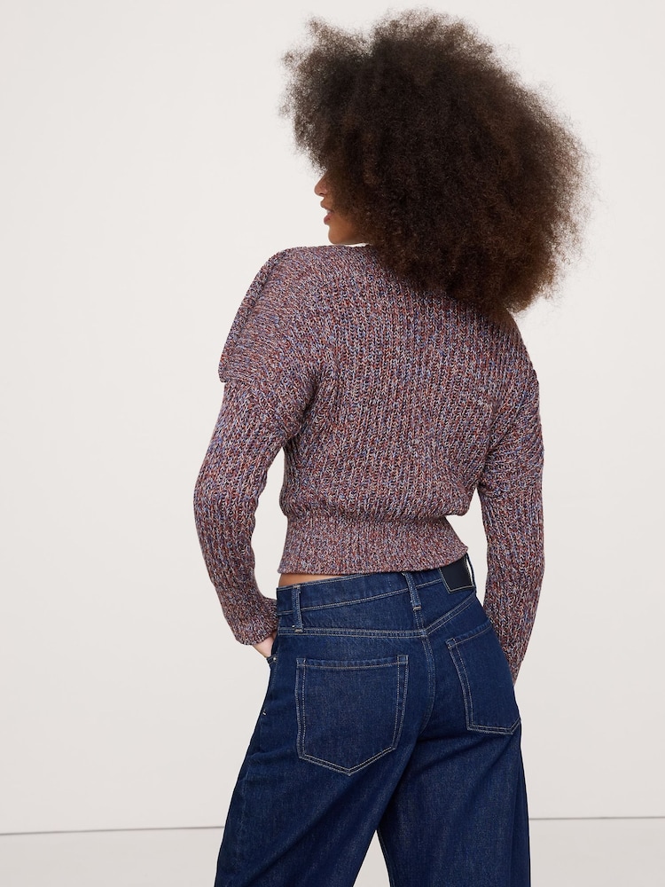 Banana Republic Multi Cotton Button-Shoulder Sweatshirt - Image 2 of 4 Banana Republic Multi Cotton Button-Shoulder Sweatshirt - Image 2 of 4