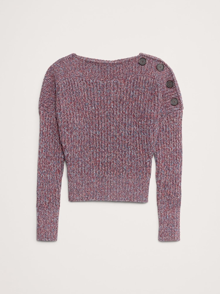 Banana Republic Multi Cotton Button-Shoulder Sweatshirt - Image 4 of 4 Banana Republic Multi Cotton Button-Shoulder Sweatshirt - Image 4 of 4