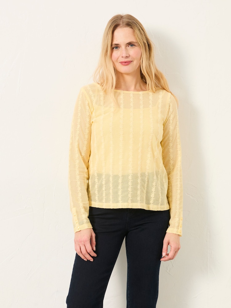 FatFace Lottie Yellow Lace Top - Image 1 of 5 FatFace Lottie Yellow Lace Top - Image 1 of 5