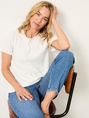 FatFace Freya White Applique T Shirt - Image 1 of 6