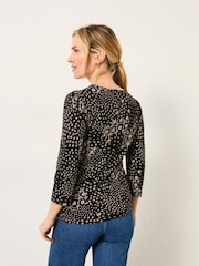 FatFace Ria Black Mono Patchwork Top - Image 2 of 6