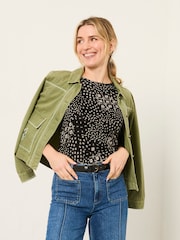 FatFace Ria Black Mono Patchwork Top - Image 4 of 6