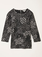 FatFace Ria Black Mono Patchwork Top - Image 6 of 6