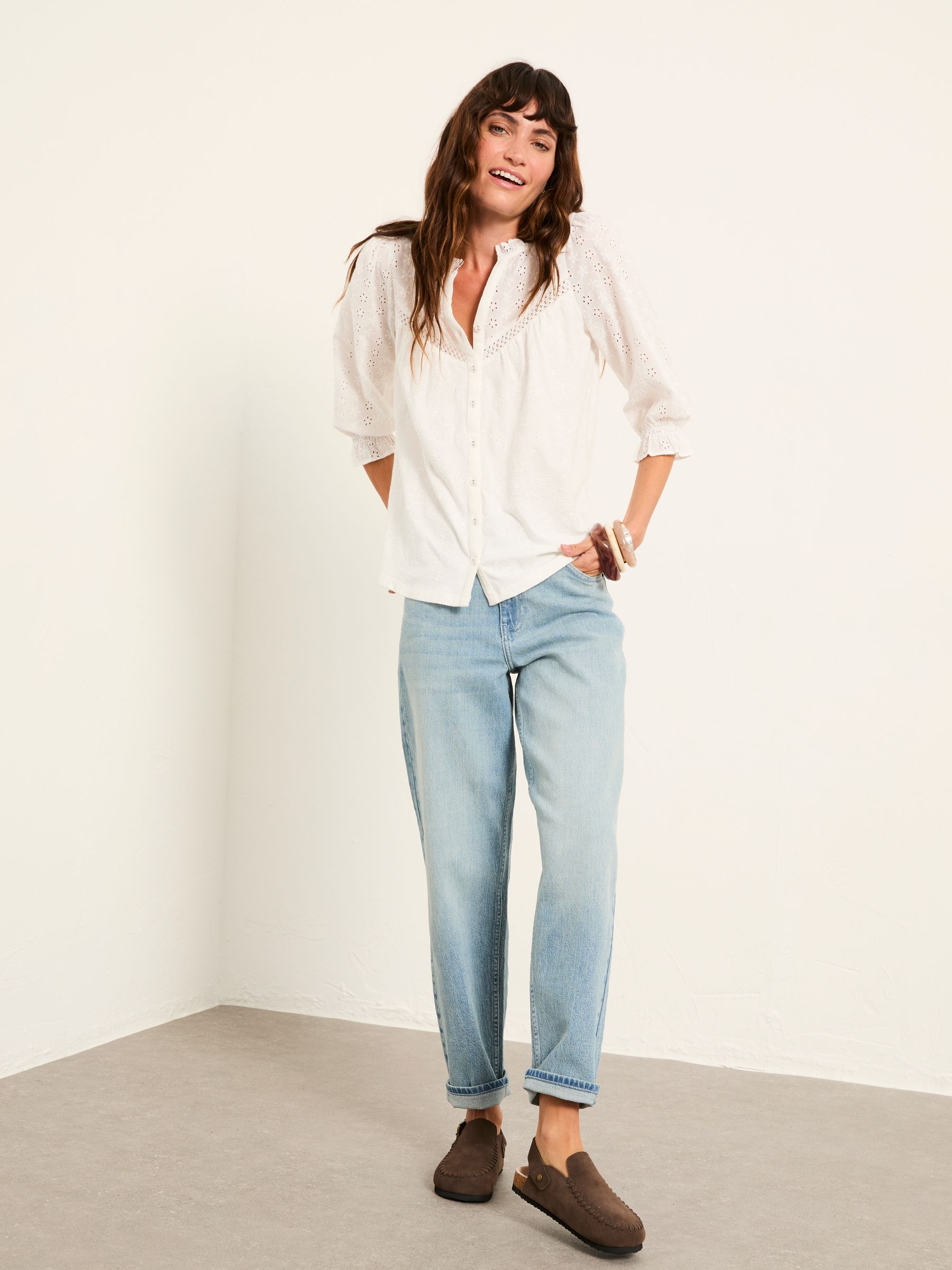 Buy FatFace Claire Ivory Broderie Top from the Next UK online shop