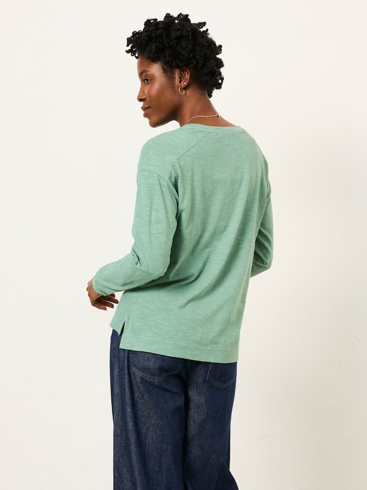 FatFace Milly Jade Green Henley T Shirt - Image 2 of 6 FatFace Milly Jade Green Henley T Shirt - Image 2 of 6