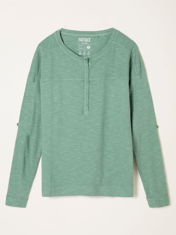 FatFace Milly Jade Green Henley T Shirt - Image 6 of 6 FatFace Milly Jade Green Henley T Shirt - Image 6 of 6