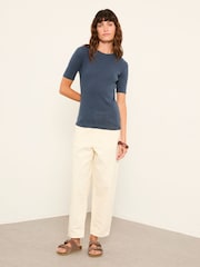 FatFace Callie Navy Pointelle Top - Image 3 of 6