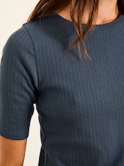 FatFace Callie Navy Pointelle Top - Image 4 of 6