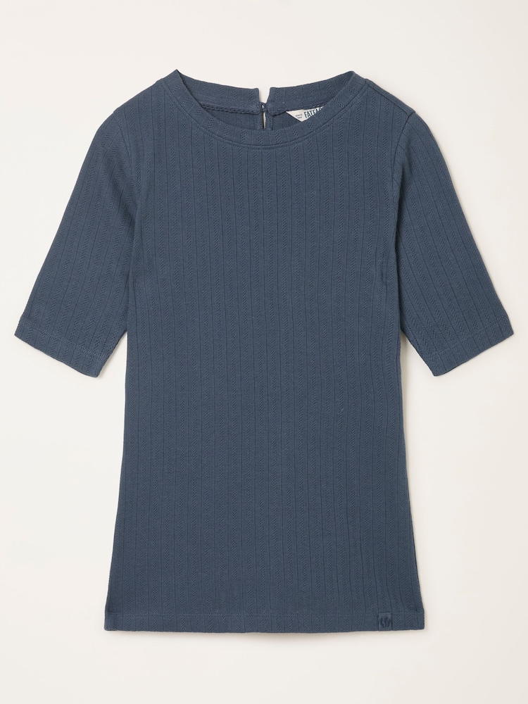FatFace Callie Navy Pointelle Top - Image 6 of 6