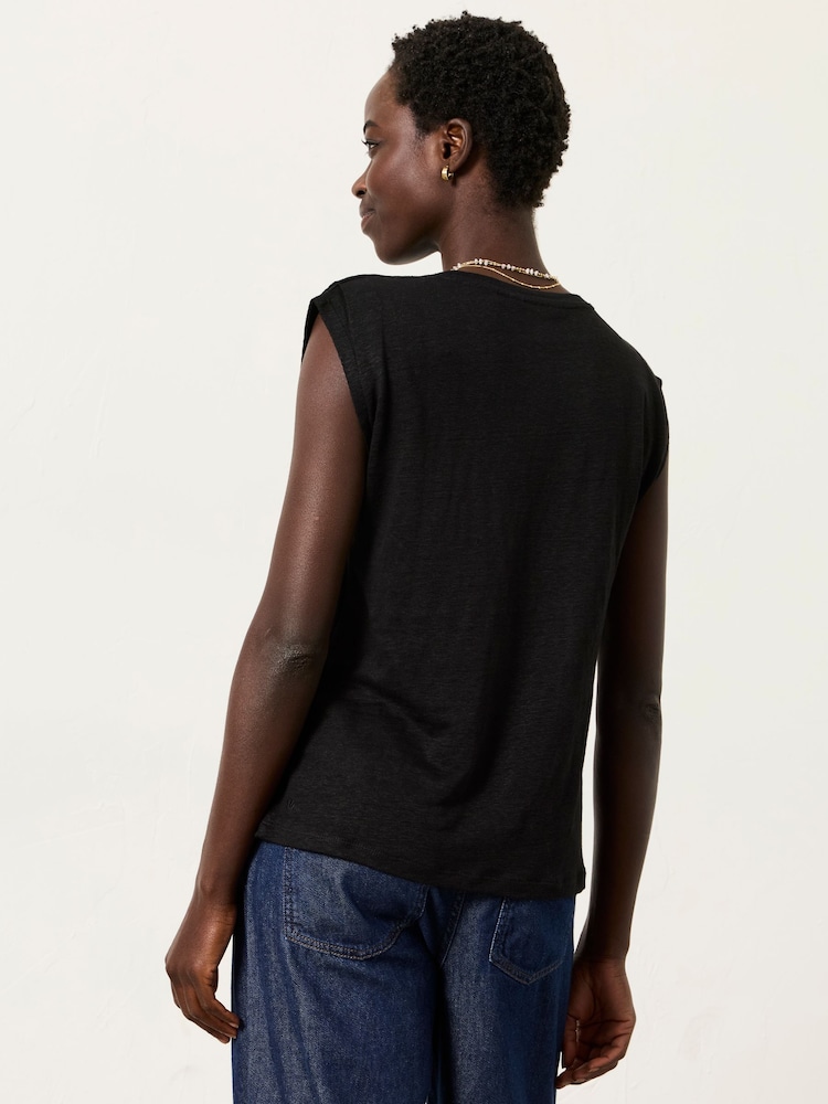 FatFace Lou Black Linen Tank - Image 2 of 7