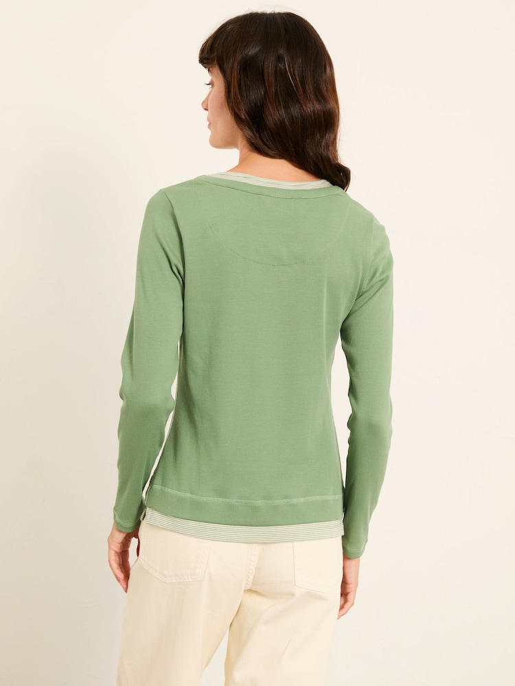 FatFace Mila Jade Green Long Sleeve T Shirt - Image 2 of 6 FatFace Mila Jade Green Long Sleeve T Shirt - Image 2 of 6