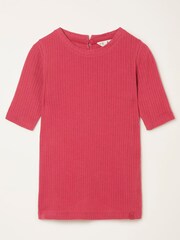 FatFace Callie Fushsia Pink Pointelle Top - Image 5 of 5