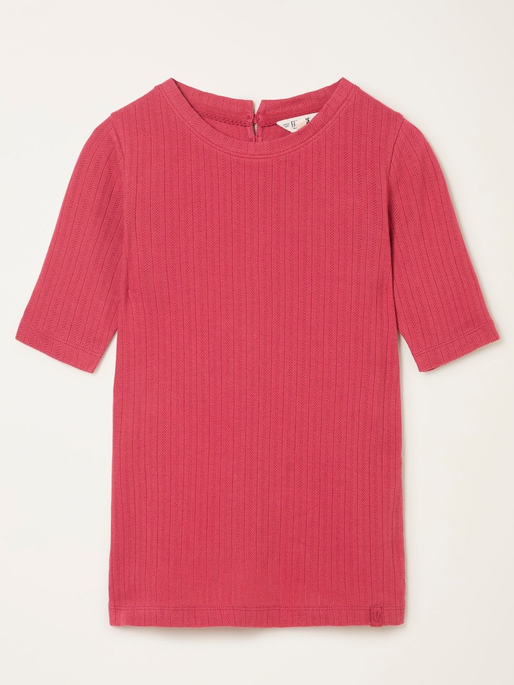 FatFace Callie Fushsia Pink Pointelle Top - Image 5 of 5