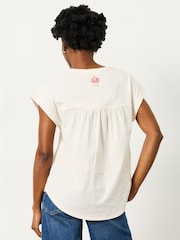 FatFace Ivory Cross Stitch Floral T Shirt - Image 2 of 6