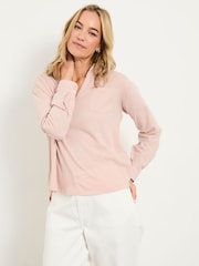 FatFace Paige Pink Woven Jersey Mix Top - Image 1 of 4