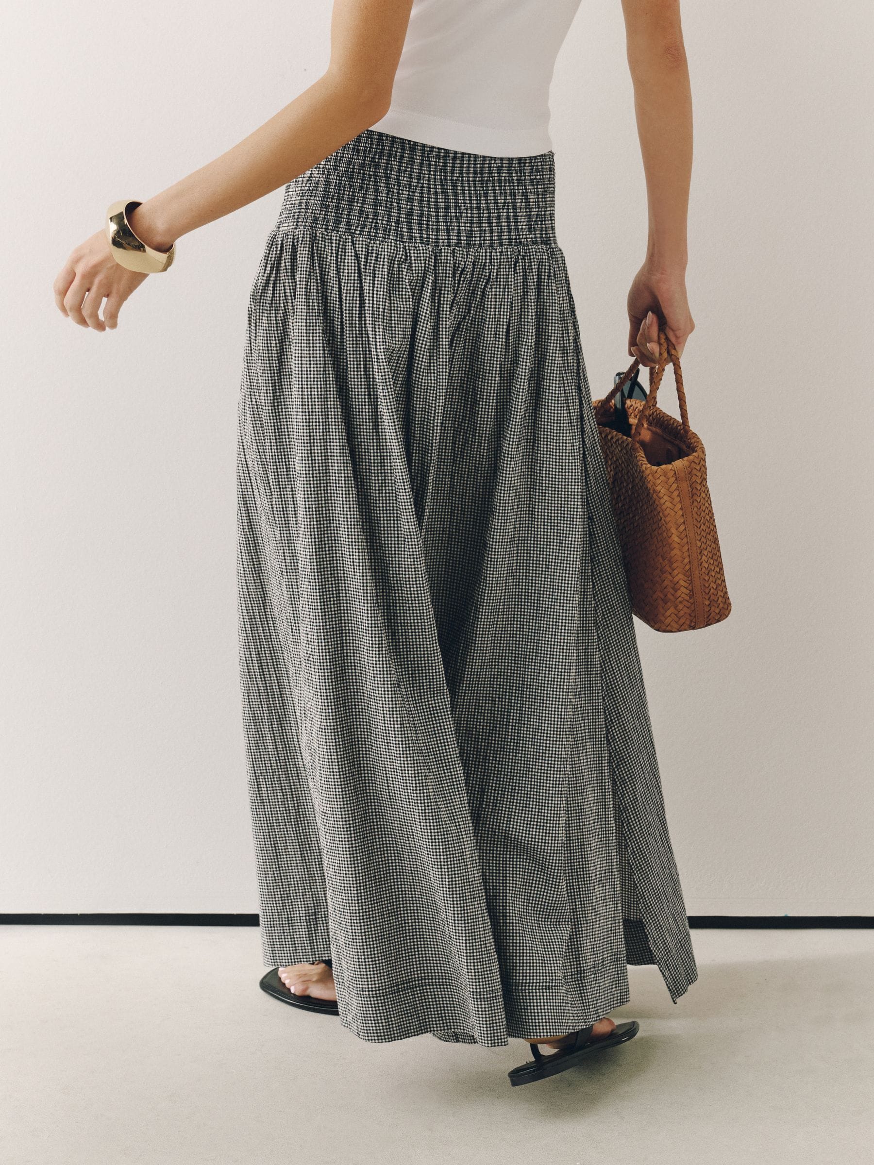 Buy Black/White Drop Waist Gingham Maxi Skirt from Next USA