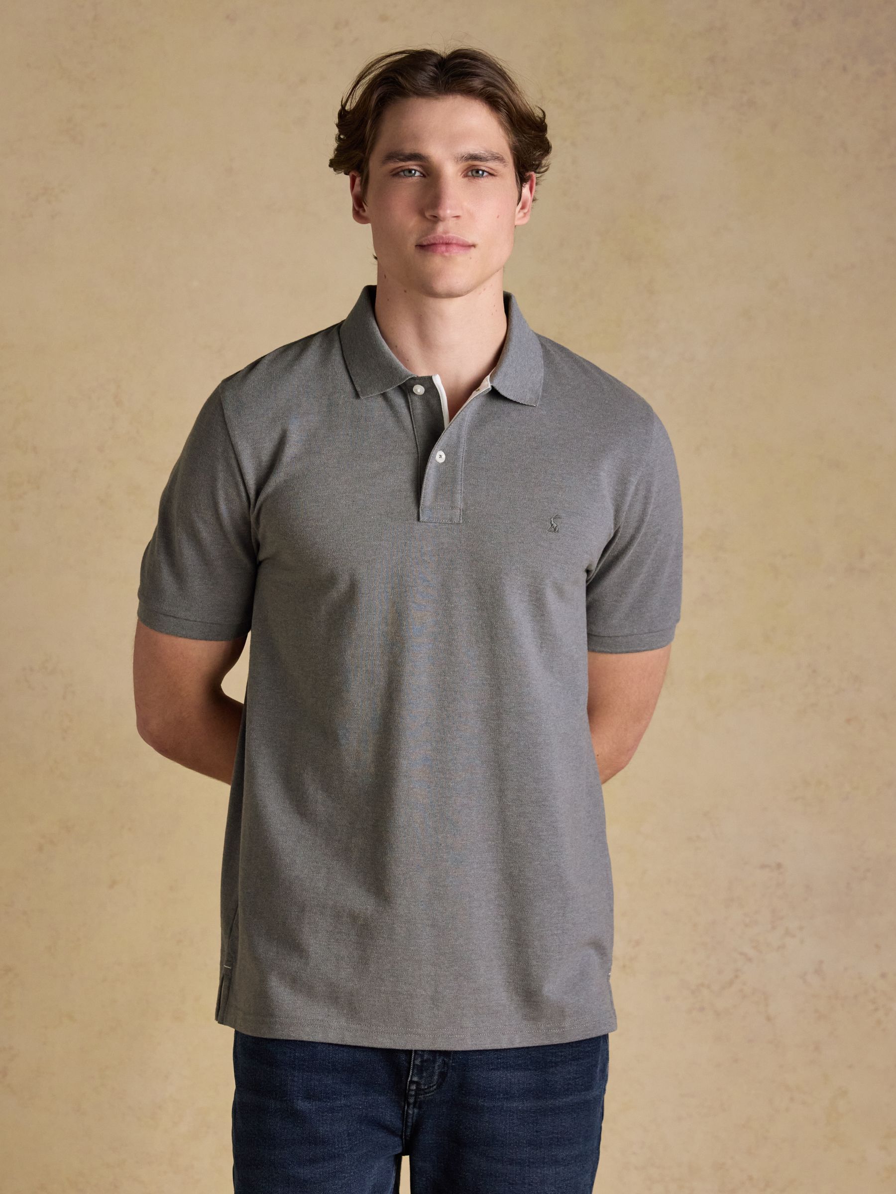 Joules Woody Grey Short Sleeve Cotton Pique Polo Shirt