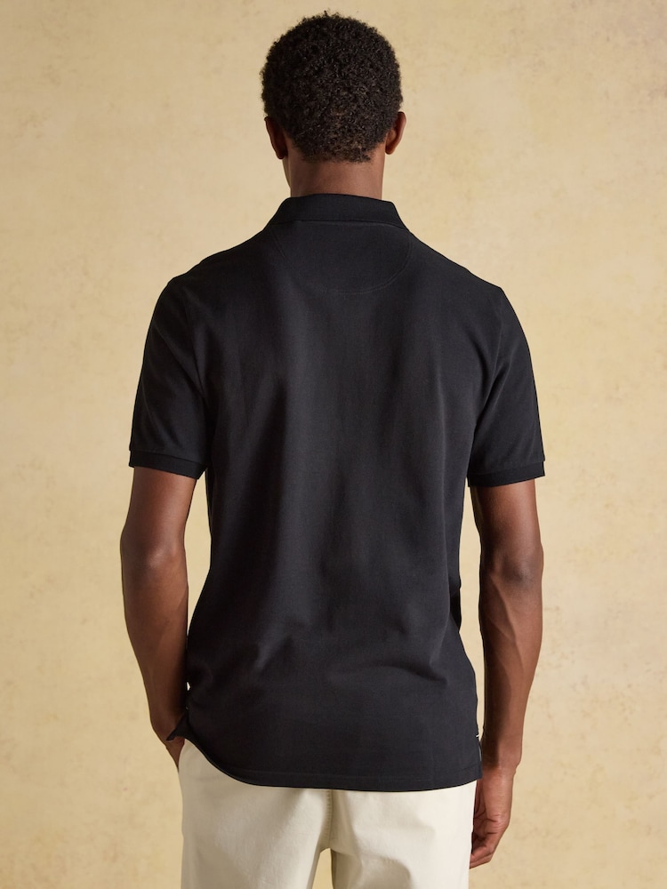 Joules Woody Black Cotton Pique Polo Shirt - Image 2 of 9 Joules Woody Black Cotton Pique Polo Shirt - Image 2 of 9