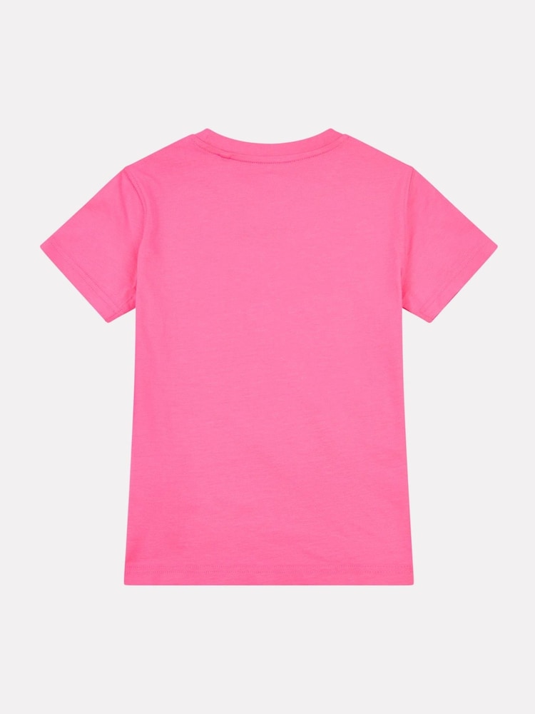 New Balance Pink Bolt Girls Stacked Logo T-Shirt - Image 2 of 3
