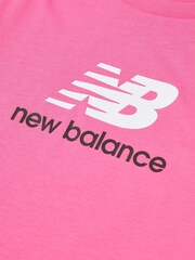 New Balance Pink Bolt Girls Stacked Logo T-Shirt - Image 3 of 3