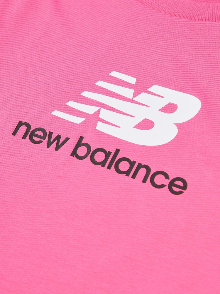 New Balance Pink Bolt Girls Stacked Logo T-Shirt - Image 3 of 3