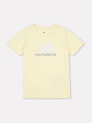 New Balance Yellow Girls Stacked Logo T-Shirt - Image 1 of 3