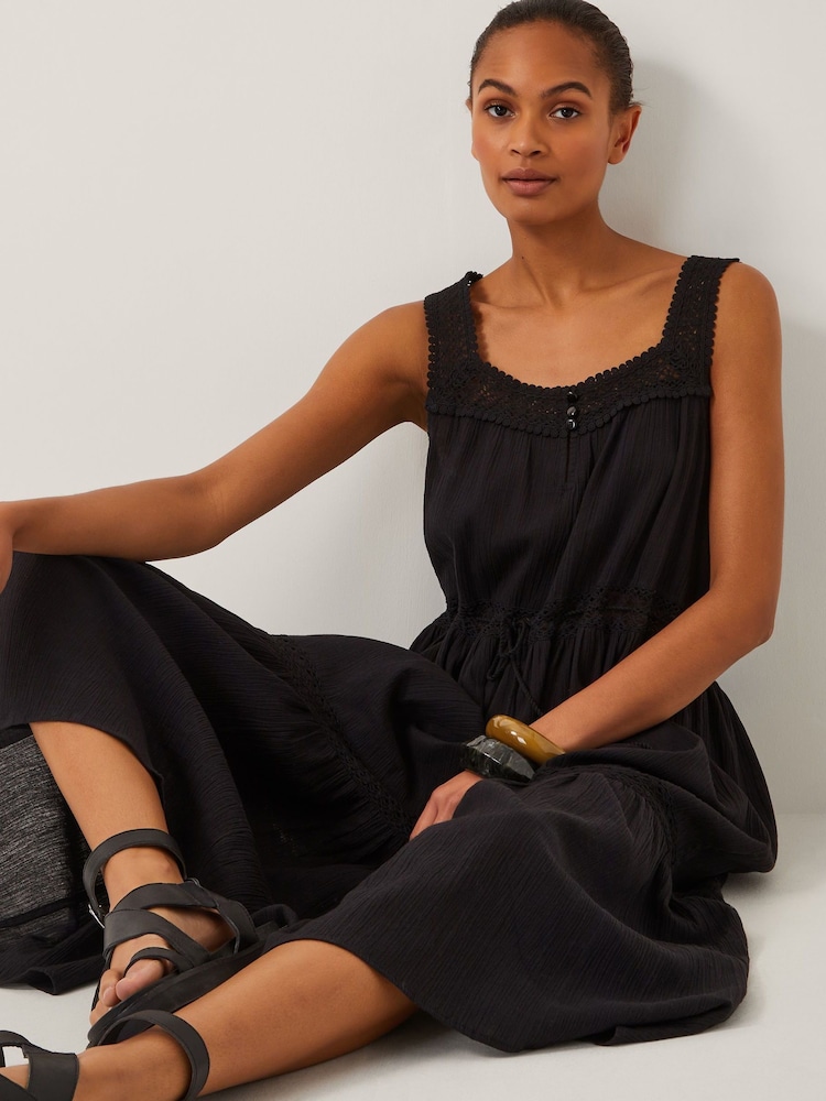 Monsoon Black Maddi Sleeveless Embroidered Midi Dress - Image 4 of 4