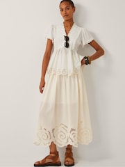 Monsoon Cream Grace Cutwork Midi Skirt - Image 1 of 4