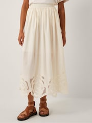 Monsoon Cream Grace Cutwork Midi Skirt - Image 4 of 4