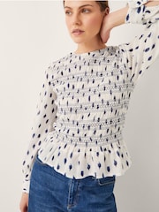 Monsoon Natural Molly Spot Smocked Top - Image 1 of 5