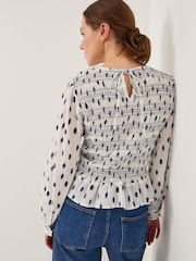 Monsoon Natural Molly Spot Smocked Top - Image 2 of 5