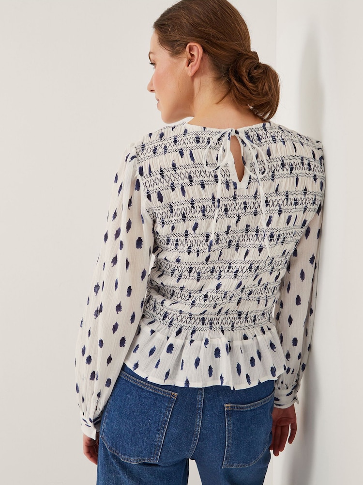 Monsoon Natural Molly Spot Smocked Top - Image 2 of 5 Monsoon Natural Molly Spot Smocked Top - Image 2 of 5