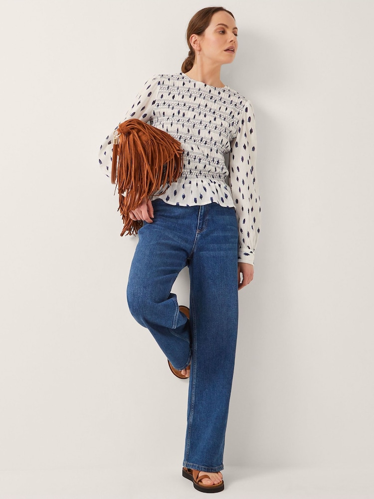Monsoon Natural Molly Spot Smocked Top - Image 3 of 5