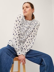 Monsoon Natural Molly Spot Smocked Top - Image 4 of 5