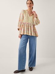 Monsoon Yellow Betty Mix Floral Print Top - Image 1 of 4